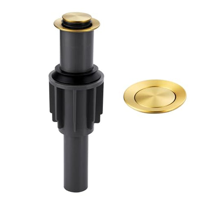 ALEASHA Pop Up Sink Drain Without Overflow, Bathroom Sink Drain Vessel Sink Stopper Pop Up Sink Drain Stopper, Pop Up Drain for Bathroom Sink Drain Strainer for Hair Catcher, Brushed Golden - color: Brushed Golden, style: Without Overflow
