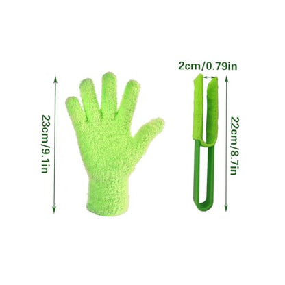 Leaf Cleaning Tongs with 2 Removable Sleeves and 1 Dusting Glove, Washable Reusable Microfiber Sleeves and Gloves Plants Cleaning Set for House Plants, Window Blind (Green)