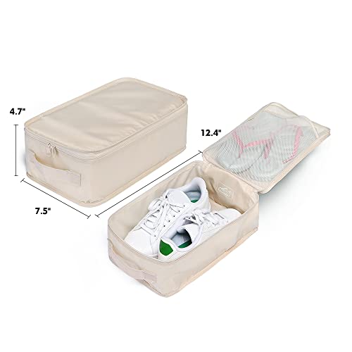 Travel Shoe Bags, Foldable Waterproof Shoe Pouches Organizer-Double Layer (4 Cream Shoe Bag) - color: Cream, size: 4 Packs