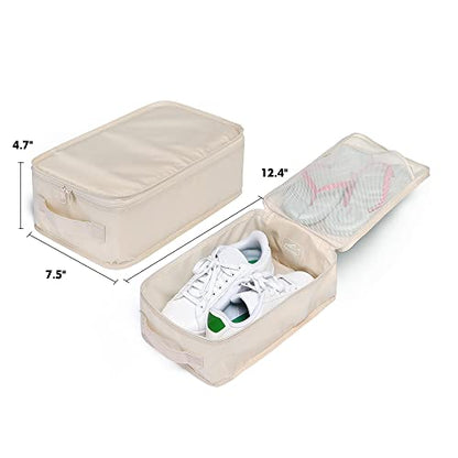 Travel Shoe Bags, Foldable Waterproof Shoe Pouches Organizer-Double Layer (4 Cream Shoe Bag) - color: Cream, size: 4 Packs