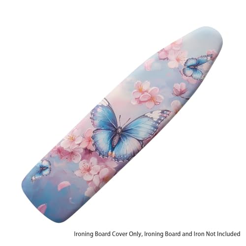 Butterfly Iron Board Cover with Padding 15x54 Inch Standard Size, Stain Resistant Hook Slip-On Iron Board Cover - color: Butterfly