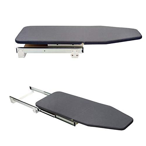AKOZLIN Retractable Pull Out Ironing Board Closet Sliding Out Swivel Iron Board Mounted in Drawer with Heat Resistant Ironing Cover, Board Size: 31.88"*13", Gray