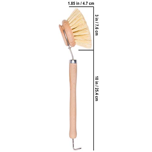 Redecker Dish Brush, Tampico Fiber, 2 Inch Round, Single – Wooden Dish Scrub Brush for Dishes & Cookware, Untreated Beechwood, Made in Germany (Pack of 2) - size: Single Unit, 2-Inches Diameter (Pack of 2)