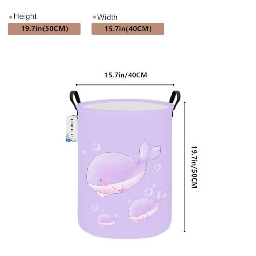 Round Purple Whale Laundry Hamper, Storage Basket for Adults and Kids - color: Round Purple Whale