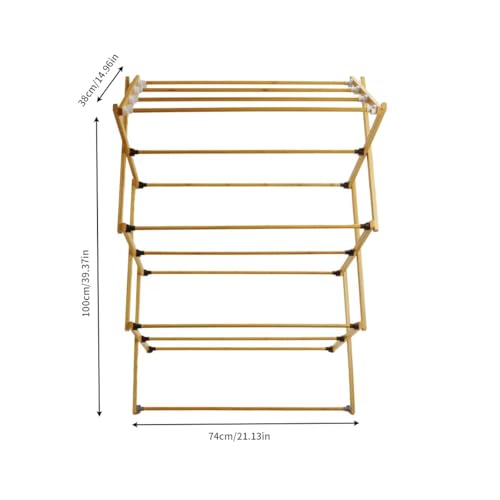 Foldable&Dismountable 3-Tier Bamboo Clothes Drying Rack, Multi-Tier Collapsible Laundry Hanger, Space Saving Garment Stand for Indoor Outdoor Balcony Bathroom. (Original, 28" D X 15" W X 39.3" H)