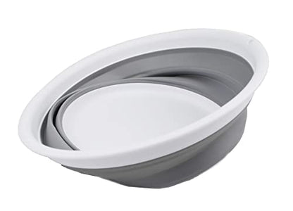 SAMMART 7.5L (1.98 Gallon) Collapsible Tub - Foldable Dish Tub - Portable Washing Basin - Space Saving Plastic Washtub (White/Grey (Set of 2)) - color: White/Grey (Set of 2)