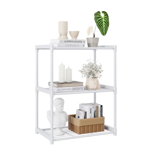 3-Tier Storage Shelves with Plastic Connectors – Metal Shelf Organizer for Pantry, Closet & Bathroom, Space-Saving Sturdy Shelving Unit Rack,White, 17.3" x 12.8" x 28.9" - color: White, size: 17.3" x 12.8" x 28.9"(3T)