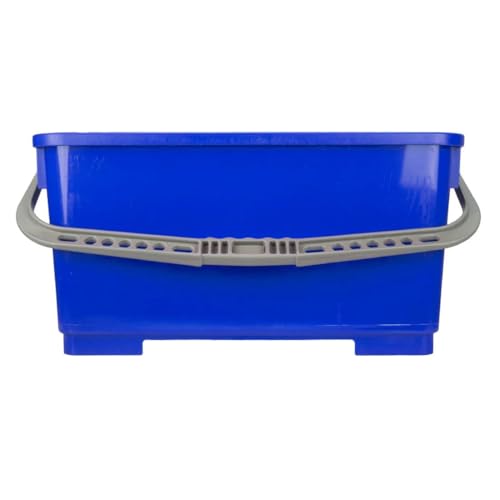 Pulex 6 Gallon Durable Lightweight Mop Bucket with Squeegee Carrying Clips and Ergonomic Handle for Floor and Window Cleaning - Blue