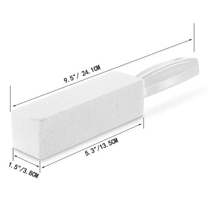 3 Pack Pumice Stone for Toilet Bowl Cleaning with Handle, Scouring Stick Remove Toilet Bowl Hard Water Rings, Calcium Buildup and Rust for Cleaning Toilet, Bathroom, Kitchen Sink, Grill (White)