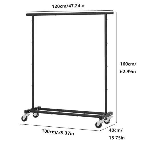 Calmootey Rolling Garment Rack, Sturdy Clothes Organizer for Bedroom - color: Black, style: Single Rod