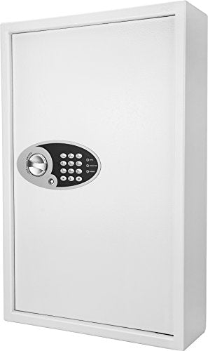 Steel 144 Key Cabinet with Electronic Keypad Lock Box, White