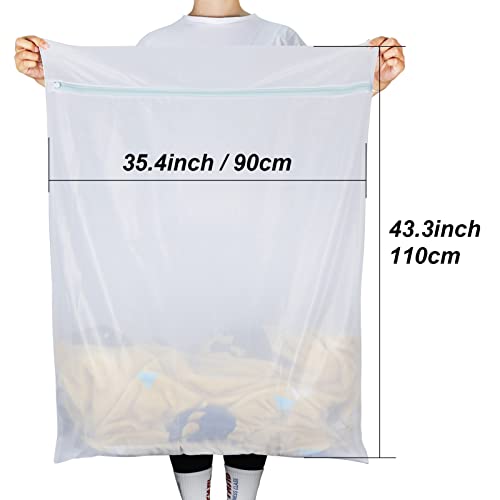 Tenn Well Extra Large Mesh Laundry Bags, 4 Pack 43 x 35 inch Jumbo Delicates Bag for Washing Machine, Large Mesh Bags for Delicates, Coats, Blankets, Bedding, Toys, Pet Items - color: White, size: XL (43"x35") (Pack of 2)