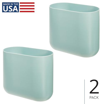 iDesign Small Slim Plastic Bathroom Trash Can, 2-Pack, Blue - color: Soft Aqua, style: Pack of 2