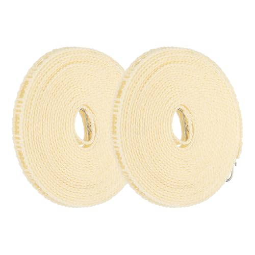 uxcell 2 Pcs Portable Travel Clothesline, 26.2ft Clothes Line Outdoors Travel Hanger Foldable Clothesline Rope with Hooks for Camping Hotel Backyard Home Cruise Ship, Beige - color: Beige, size: 8m/26.2ft