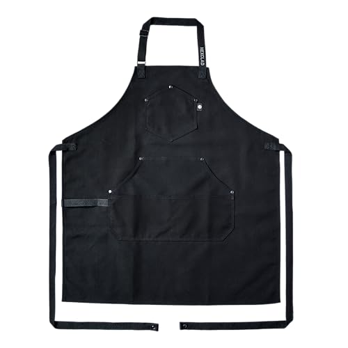 HexClad Eco Modern Chef Apron for Cooking and Grilling, Professional HexTwill Fabric Aprons with Pockets - color: Onyx
