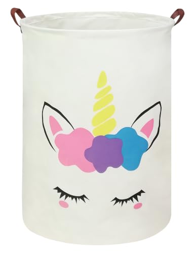 Foldable Waterproof Round Fabric Laundry Basket Home, Golden Unicorn - color: Golden Unicorn