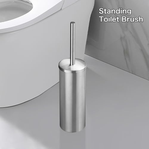 Brushed Toilet Brush Stainless Steel Upright Toilet Cleaning Brush - color: Matt