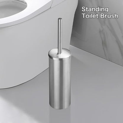 Brushed Toilet Brush Stainless Steel Upright Toilet Cleaning Brush - color: Matt