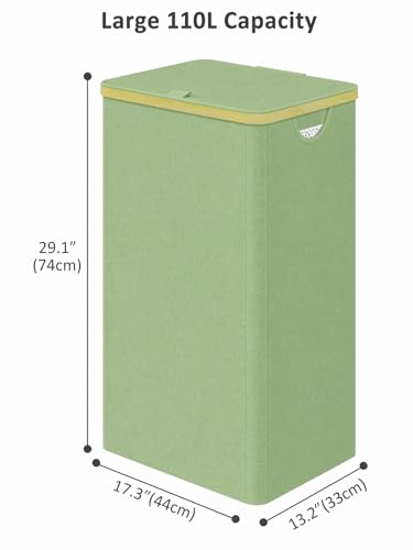 IEGrow Laundry Hamper with Lid,110L Laundry Basket with Mesh Bags,Green - color: Green, size: 110L