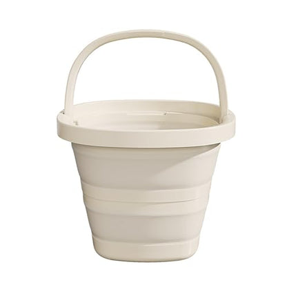 Folding Bucket, Water Bucket, 5L, 10L, Thick, Multi-Functional, Convenient, Foot Bath, Square, Stylish, Camping, Laundry, car wash, Foot Bath, Fishing (Beige-5L) - color: Beige-5l