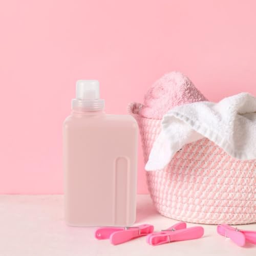 Laundry Soap Dispenser Refillable Laundry Liquid Dispenser Pink Pe Reusable Bottle for Detergent Cleaning Agents Shower Gel Leakproof Space Saving .64 X 4.33 X 2.36 in