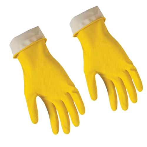 Nitrile Cleaning Gloves – Reusable, Latex Free, Dishwashing – Size L (1 Pair) - color: Yellow