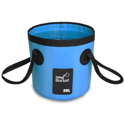 5 Gallon Collapsible Bucket with Handle for Car Washing (Blue) - color: Blue