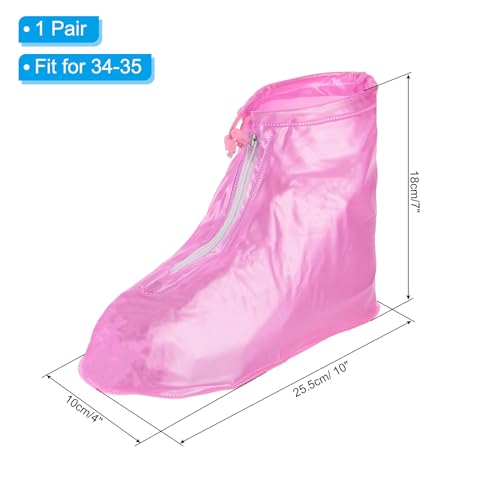 PATIKIL S Waterproof Shoe Cover, 1 Pair PVC Reusable Non-Slip Overshoes Rain Shoe Covers Galoshes Snow Boot Protector with Zipper for Men Women Rainy Outdoor, Pink - color: Pink, size: S(3.5-4.5)