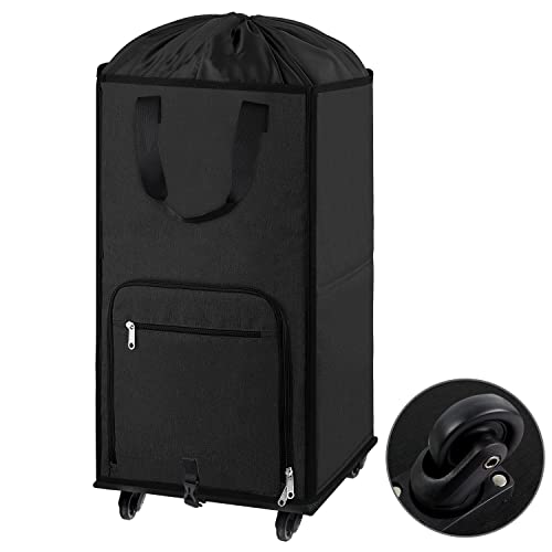 Bukere Laundry Hamper with Wheels, Large Rolling Laundry Basket with 4 Casters and 2 Handles, Collapsible Freestanding Wheeled Laundry Bag for Clothes, Laundry Room, Bathroom Midnight Grey - color: Midnight Grey