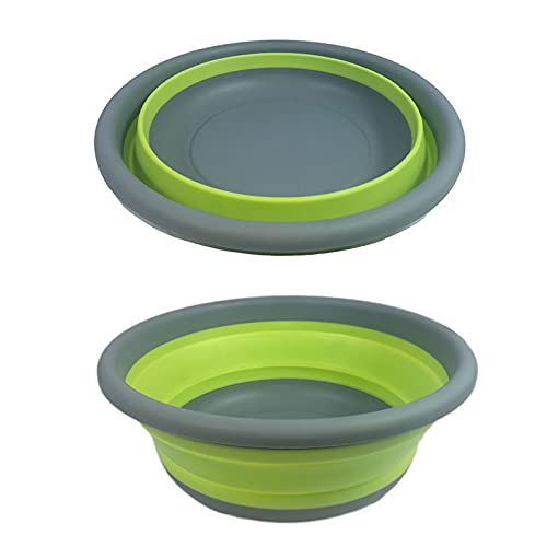 Collapsible Portable Wash Basin Dishpan 5L Kitchen Dish Pans Washing Basin Foldable Wash Dish Tub for Camping Supplies, Marine, Camper Accessories for Travel Trailers (Green) - color: Green