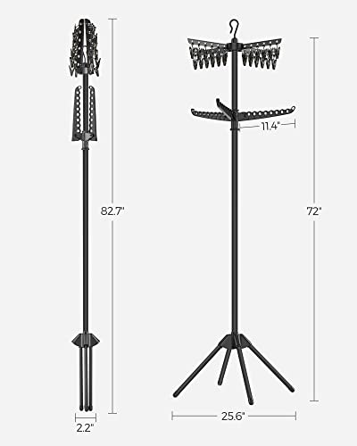 SONGMICS Clothes Drying Rack, 72.8-Inch Drying Rack, 3 Rotatable Arms - color: Black, style: 2-Tier-Clip