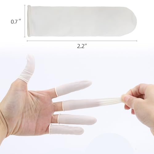 Finger Cots Small 300 Pcs Fingertips Protective Finger Cots White Disposable Finger Rubber Tips for Injured Finger,Cracked Finger,Sports - size: Small