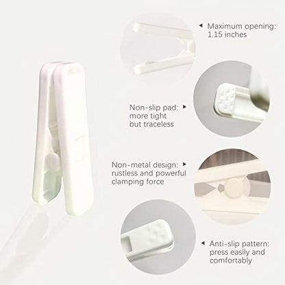 Strong Plastic Clothespins - 16 Pack Heavy Duty Laundry Clothes Pins, Non-Slip Pegs, Chip Clips, Hanger Clip, Rustless, Windproof, Heatproof - White - color: White
