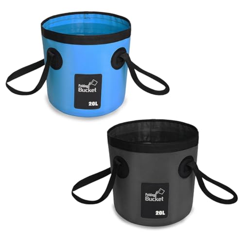 5 Gallon Collapsible Bucket with Handle for Car Washing (2PCS) - color: 2pcs
