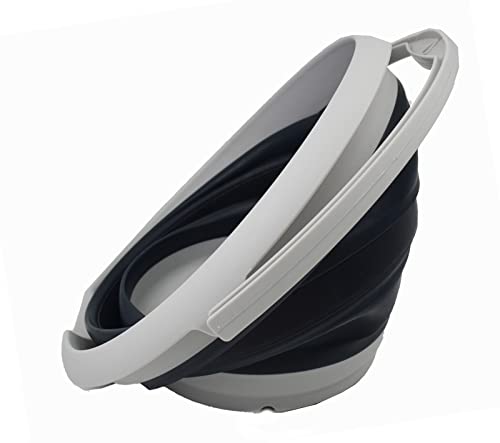SAMMART 10L (2.64Gallon) Collapsible Fishing Bucket - Foldable Round Tub - Portable Plastic Water Pail - Space Saving Outdoor Waterpot - Trunk Organizer (1, Grey/Slate Grey) - color: Grey/Slate Grey