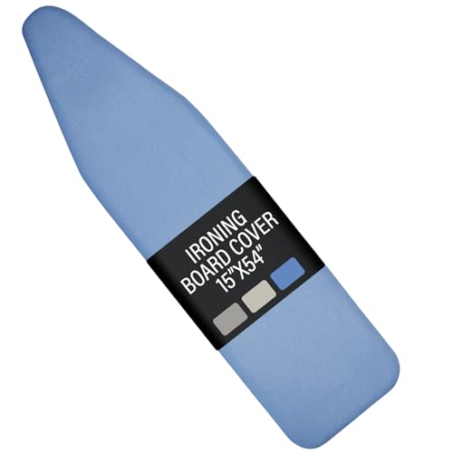 Iwtmm Ironing Board Cover and Pad with Silicone Coating, Thick Scorch-Resistant Padding, Heavy Duty for Home & Professional Use, Fits 15 x 54 Inches Boards, Secure Hook & Loop Fastener (Blue) - color: Blue