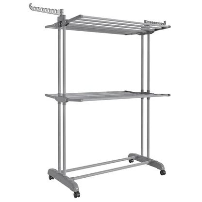 SONGMICS 3-Tier Clothes Drying Rack, Foldable, Rolling, 58.3-Inch Tall - color: Dove Gray, style: 3-Tier