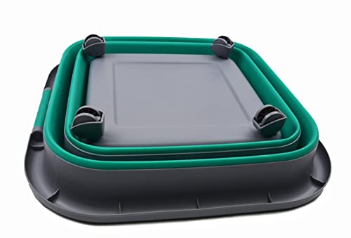 SAMMART Collapsible Plastic Laundry Basket with Wheels 39L (10.3 Gallons) -Foldable Pop Up Storage Container for Laundry, Camping & Home (1, Dark Grey/Bluish-Green) - color: Dark Grey/Bluish-Green