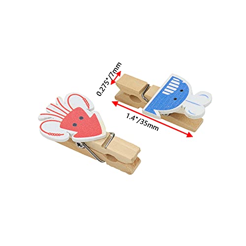 Bitray Mini Wooden Clothespins Ocean Animal Pattern Clips Photo Paper Peg - color: Ocean Animal