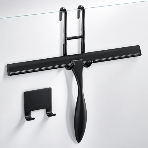 Stainless Steel Shower Squeegee, Glass, Silicone, 12 Inch (Black) - color: Black, size: 12 Inch