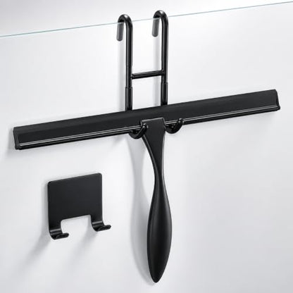 Stainless Steel Shower Squeegee, Glass, Silicone, 12 Inch (Black) - color: Black, size: 12 Inch