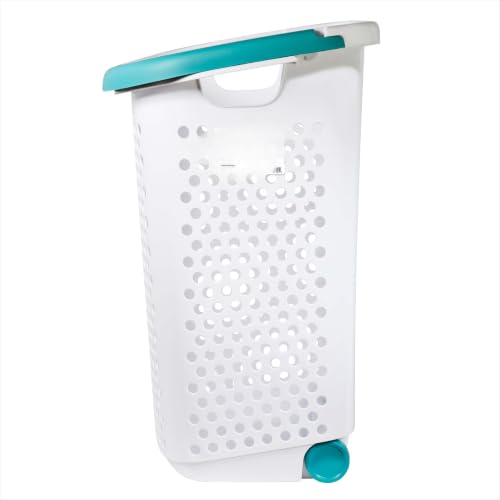 2 Pack, Rolling Plastic Laundry Hamper, White, Adult