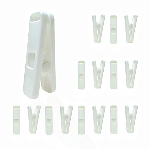 Strong Plastic Clothespins - 16 Pack Heavy Duty Laundry Clothes Pins, Non-Slip Pegs, Chip Clips, Hanger Clip, Rustless, Windproof, Heatproof - White - color: White