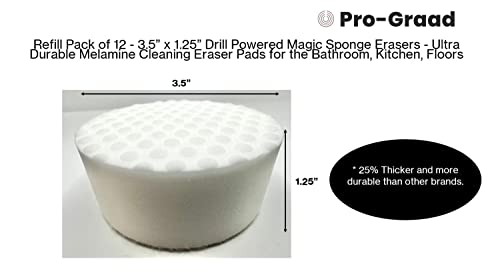 Refill Pack of 12 Drill Powered 3.5” Magic Sponge Erasers - size: Round 3.5" x 1.25" Thick