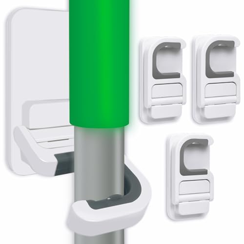 3pack Broom and Mop Holder Wall Mount No Drill Mop and Broom Gripper Mop Handle Hanger Household Cleaning Organizer, Holds up to 6 lb