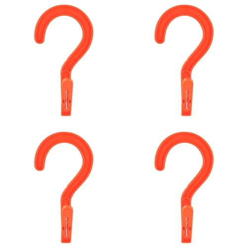 Andiker 4pcs Laundry Hooks with Clips, 5.2" Super Strong Clamping Plastic Single Clip Hangers Portable Travel Hangers with Clips to Hang Socks Towels Boots and Dry Wet Clothes (Orange) - color: Orange