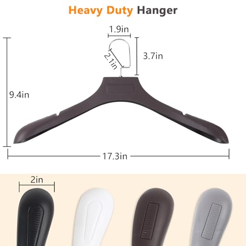 DEDU Suit Hangers for Men 40 Pack, Extra Wide Suit Hanger Non Slip Width 17.7", Thick Plastic Coat Hangers Brown with Metal Hook - color: Brown-40