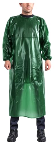 SUJAN Waterproof Smock Apron with Sleeves Chemical Resistant Coverall - color: Green, size: L-XXL