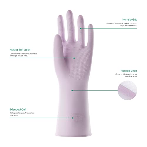 COOLJOB 3 Pairs Colorful Household Rubber Gloves with Non-Slip Grip, Small - color: Assorted Colors, size: Small (Pack of 3)