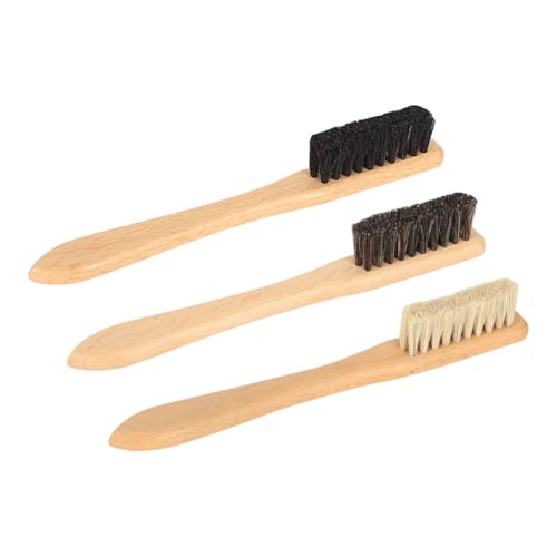 3 Pcs Wooden Laundry Brushes Stain Remover Brushes Small Horse Hair Cleaning Brush Clothes Scrubbing Brush Shoe Polish Applicator Brushes Fabric Leather Cleaning Brushes